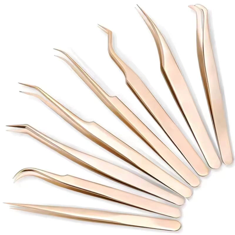 Profi Wimpernpinzette Pearl Gold | Edelstahl Präzisions-Pinzette